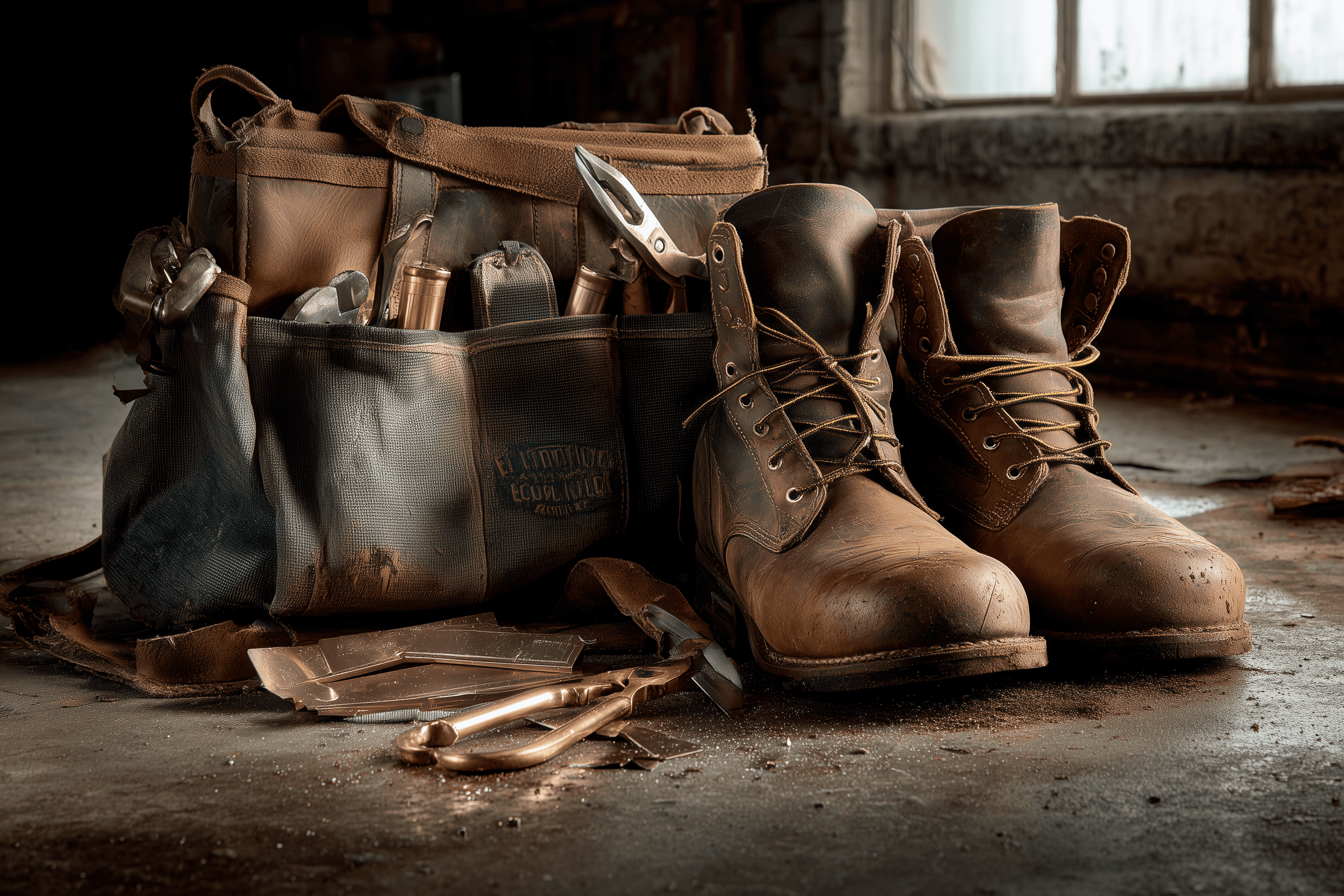 Work boots on the shop floor