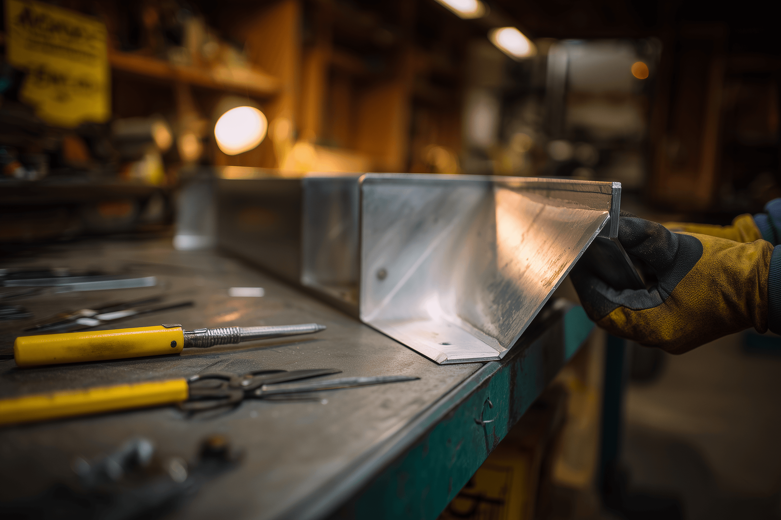 Close-up of custom sheet metal fabrication