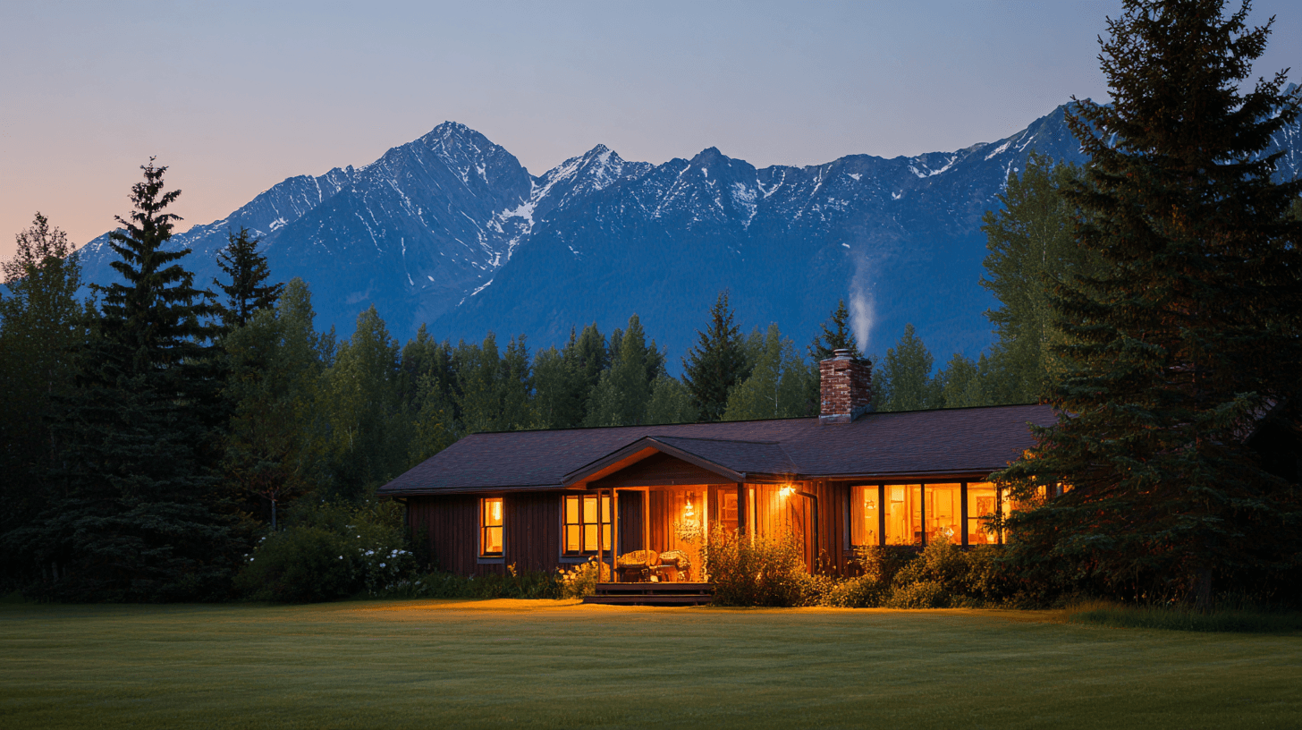 Whitefish Montana neighborhood with Flathead Valley mountain backdrop
